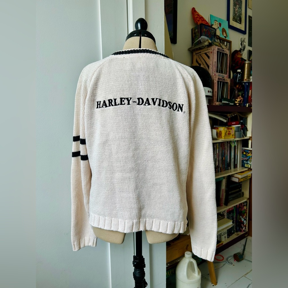 Harley-Davidson Cream and Black Sweater Cardigan